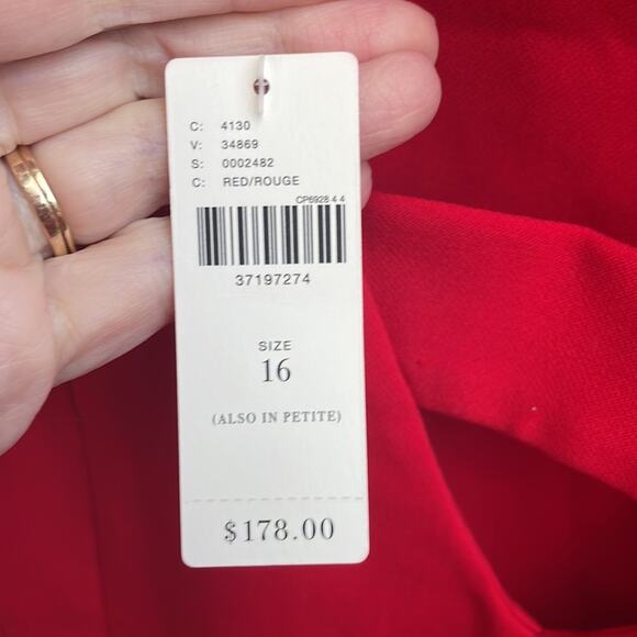 NEW Anthropologie Maeve Red Evangeline Dress Sz 16 Career Cap Sleeve - Picture 5 of 7